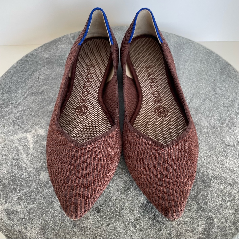 Rothys Truffle Python Brown Print The Point Flats… - image 6